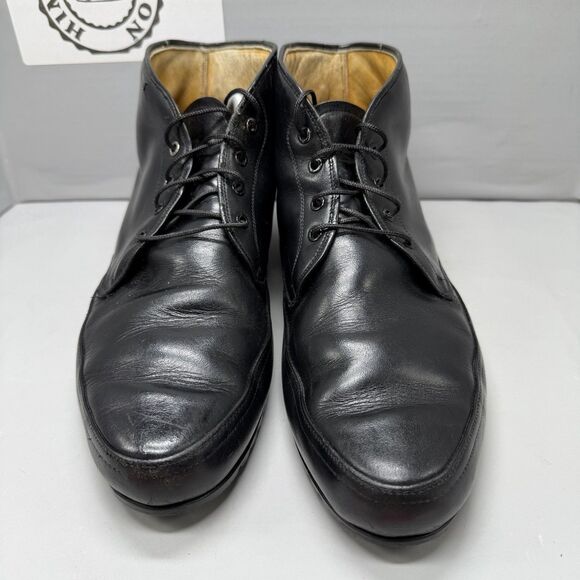 Vintage Men’s Leather Boots Size 11.5 M Black Lace Up Classic Made In Italy main image 13